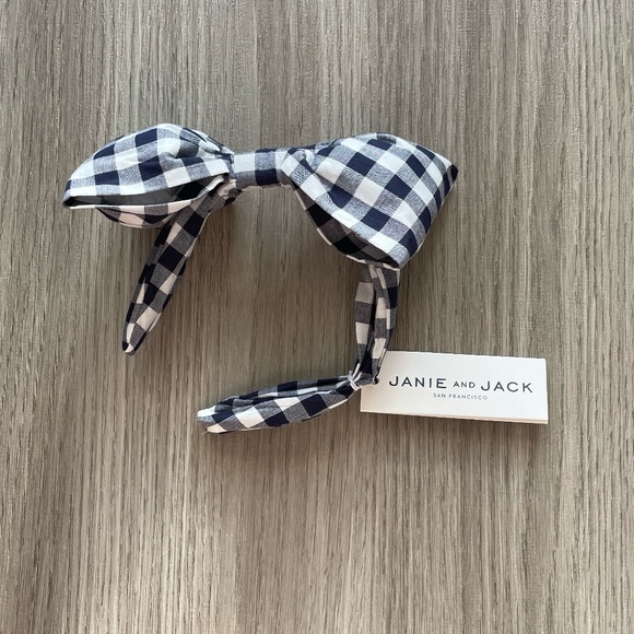NWT Janie and Jack Gingham Bow Headband Navy One Size - Picture 4 of 5